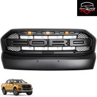 กระจังหน้า หน้ากระจัง สีดำด้าน มีไฟ LED สีส้ม โลโก้สีดำ รุ่น ฟอร์ด เรนเจอร์ FORD RANGER WILDTRAK ปี 2018 2019 2020 2021 โฉม ไวแทรค เท่านั้น