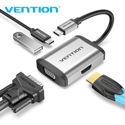 Vention อะเเดปเตอร์แปลง USB C เป็น HDMI VGA 4K HDMI 1080P VGA USB 3.0 PD สำหรับ2018 Dell XPS Samsung TFAHB