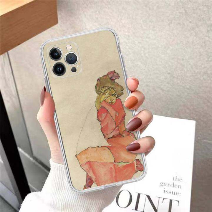 egon-schiele-เคสศัพท์สำหรับ-14-13-12-11-pro-max-xs-x-xr-se-2020-6-7-8-plus-mini-โปร่งใส-shell