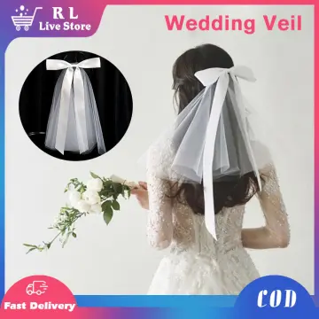 1pc Bridal Veil With Hair Comb, Simple Tulle And Rhinestone Decor Headpiece  For Photography