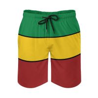 2023 newAnime Mens Beach Shorts Rasta Stripes Loose Stretch Causal Anime Hawaii Pants Basketball Adjustable Drawstring Breathable Quick