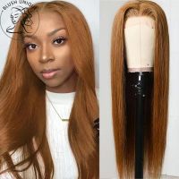 13x4 Ginger Blonde Lace Wigs Light Brown Colored Straight Glueless Wigs For Black Women Middle Part Transparent Orange Lace Wig