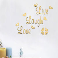 ?FRUI?สติกเกอร์ศิลปะผนังแบบถอดได้คำคม Live Laugh Love รูปลอกกระจกตกแต่ง DIY Kamar