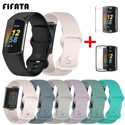 Official Watch Strap For Fitbit Charge 5 Smartwatch For Charge 5 Sport Wrist Bracelet Band Full Screen Protective Case Cover