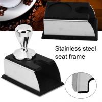 Coffee Temper Stand Sturdy Stainless Steel Tamping Stand for Coffee Machine and Coffee Tamper Storage Base with Silicone Mat