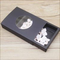 10pcs Heart shaped box drawer white paper gifts package boxes black kraft cardboard slide weddingparty gift paper window box suppiles