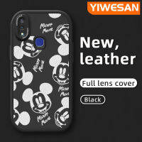 YIWESAN เคสสำหรับ Vivo V11i V15 Pro,เคสโทรศัพท์หนังกันกระแทกดีไซน์ใหม่ลายการ์ตูนมิกกี้น่ารักเมาส์เคสป้องกันเลนส์กล้องแฟชั่นแบบบางเคสซิลิโคนนิ่ม