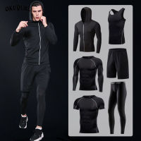 Sportswear Man Compression Sport Suits Hooded Reflective Tracksuits Sports Joggers Training Fitness Gym Clothes Running Set Men