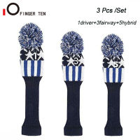 3 PcsSet Knitted Pom Pom Golf Wood Head Cover Driver Fairway Hybrid No.1 3 5 Anti-Wrinkle Washable for Men Women Kids