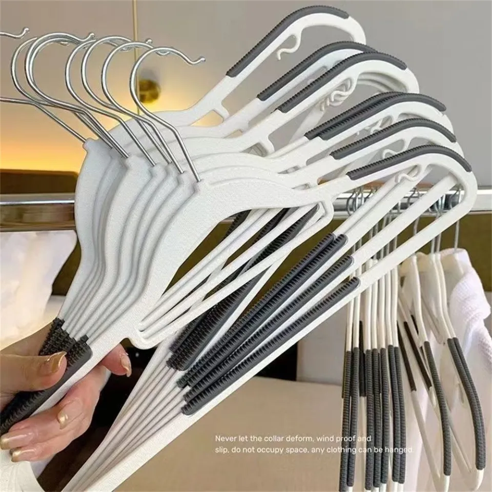 1pc White Anti-slip Hanger Non-marking Plastic Clothes Drying Rack For Home  Use