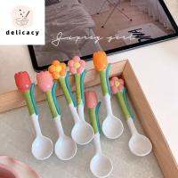 DELICACY ช้อนส้อม ไอศกรีม เครื่องมือกวน ทนความร้อน เซรามิค เอสเปรสโซ ที่ตักกาแฟ เครื่องกวน ที่ตัก ช้อนชาดอกไม้