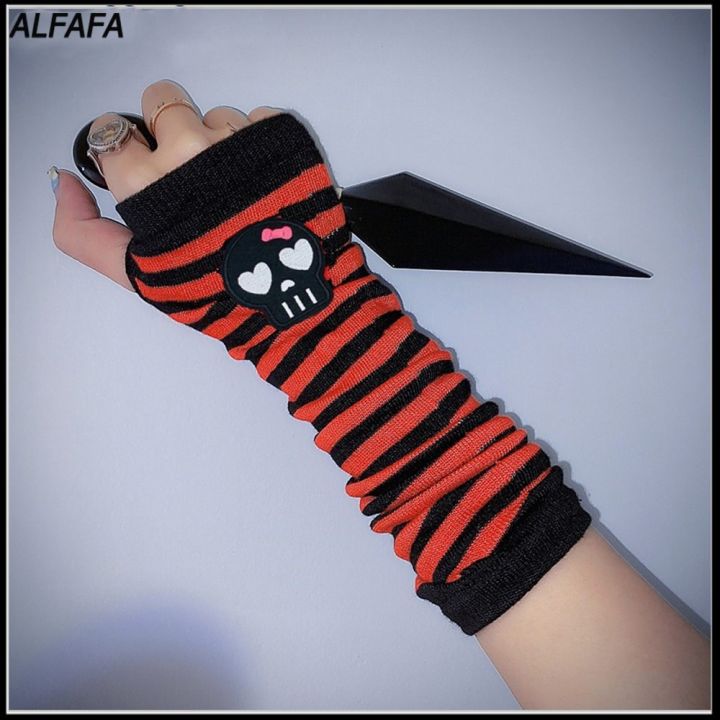 1pair Men's Punk Rock Style Skull Pattern Gloves