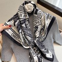 【cw】 Luxury Design Scarf Hijab Silk Bandana Muslim Headband Neckerchief Female Hair Band Wrap Shawls Foulard 90cm