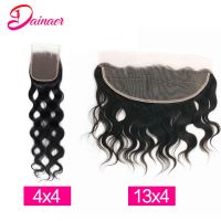 Brazilian Natural Wave Human Hair 13x4 Lace Frontal Closure 4x4 Human Hair Closure Only Natural Color Pre Plucked With Baby Hair