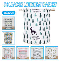 33x42cm Cotton Linen Foldable Laundry Basket Large Capacity Clothes Toys Storage Organizer Bucket Whandle Home Storage Supplies