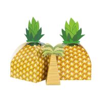 10 pcs Pineapple Paperboard Favors Box Palm Tree Pineapple Candy Packaging Gift Boxes Hawaiian Birthday Wedding Party Supplies Storage Boxes