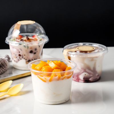 100pcs Clear Plastic Pudding Cup Home Party Wedding Supplies Disposable Dessert Cup Yogurt Dessert Cup With Lid 250ml/8.82oz