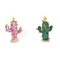Cactus Christmas Tree, Christmas Cactus Vintage Resin Christmas Cactus for Xmas Home Tabletop Decorations