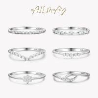 Ailmay 925 Sterling Silver Minimalist Fashion Stackable CZ Rings For Women Minimalist Fine Jewelry 2021 New Style