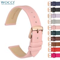 WOCCI Genuine Leather Watch Band 8mm 10mm 12mm 14mm 16mm 18mm 20mm Bracelet for Ladies Stainless Steel Buckle Replacement Strap