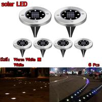 Solar Garden Light 8LED โคมไฟตกแต่งสนามหญ้า ฝังพื้นโซล่าเซลล์พลังงานแสงอาทิตย์ มี2สี（เหลือง-ขาว) - 6 ต้น