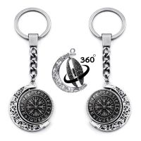 [HOT HUIQKKJKUIO 556] Vegvisir ไวกิ้งโจรสลัดพวงกุญแจเสน่ห์360องศาหมุนดวงจันทร์จี้ไวกิ้งเข็มทิศพวงกุญแจพวงกุญแจพวงกุญแจสำหรับคีย์ผู้ชาย