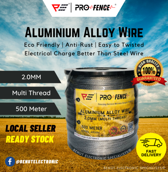 PRO FENCE Aluminium Alloy Wire 2.0MM 500 Meter Electric Fence Wire