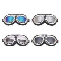 ☬◙ Windproof Retro รถจักรยานยนต์ Goggles แว่นตา Vintage Moto Classic Goggles สำหรับนักบินสไตล์ Steampunk ATV Bike หมวกกันน็อคทองแดง