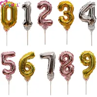 5pcs/Set Mini Number Foil Balloon Baby Shower Birthday Party Wedding Cake Decorations Supplies 5inch Cake Fruit Dessert Toppers