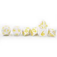 【✆】 ใหม่7ชิ้น/เซ็ต RPG ลูกเต๋า D &amp; D โลหะลูกเต๋าไข่มุกสีเหลืองเงิน D4 D6 D8 D10 D12 D20ลูกเต๋าหลายด้าน