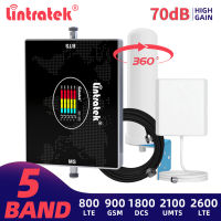 Lintratek 5 Band Booster B20 800 900 1800 2100 2600mhz โทรศัพท์มือถือสัญญาณเครื่องขยายเสียง B7 LTE GSM UMTS 2G 3G 4G โทรศัพท์มือถือ 70db Repeater