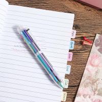 JIFENGXUNLEI ทำรายงานด้วยมือเครื่องเขียนน่ารัก6 In 1 0.7มม. ปากกาปากกาลูกลื่นรูปบอลวาด6สีปากกาหลากสี
