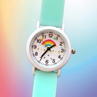 New fashion rainbow cloud luminous silicone strap childrens watches cute cartoon quartz watch girls wholesale