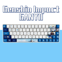 128 Keys Genshin ผลกระทบ Ganyu ธีมปุ่มกดวิศวกรรมแป้นพิมพ์หมวกเกมตัวละครแป้นพิมพ์หมวกเชอร์รี่รายละเอียด PBT วัสดุ