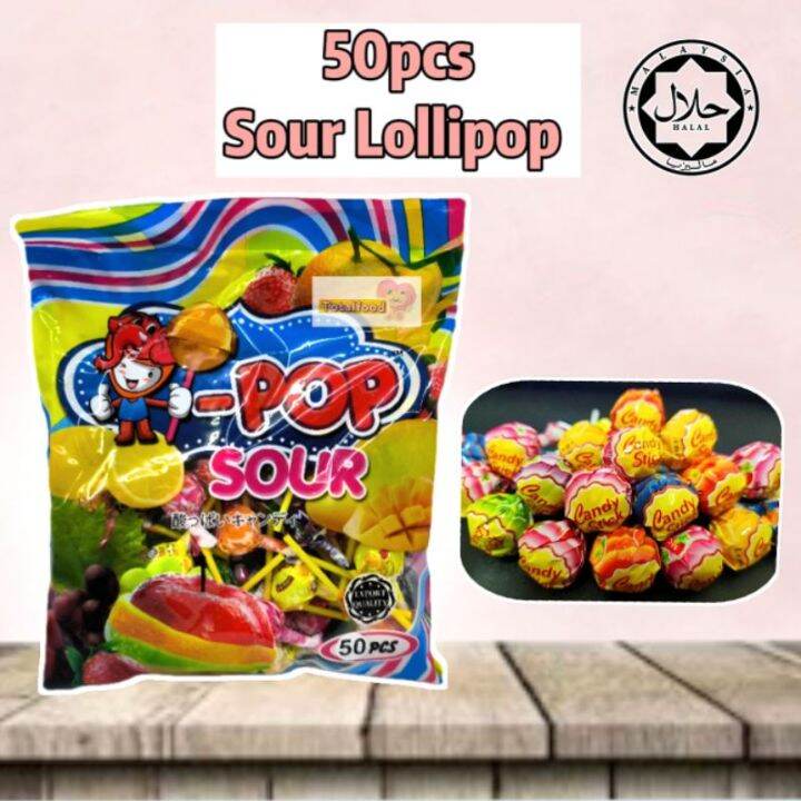50pcs Sour Pop Lollipop hard candy masam Lazada