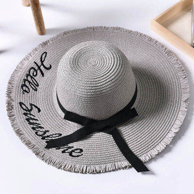 Embroidery Summer Straw Hat Women Wide Brim Sun Protection Beach Hat  Adjustable Floppy Foldable Sun Hats for Women Ladies