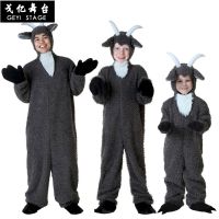 Children Little Lamb Costume Sheep Cosplay Suit Animal Costume Fancy Dress with Hood Halloween Costume for Kids and Parent