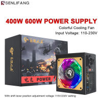 ATX 400W 600W RGB สีสัน PSU 110/230V 24Pin 12V สก์ท็อป E-Sports วิดีโอเกมเงียบเครื่องสำรองไฟคอมพิวเตอร์