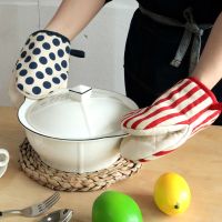 1pc Oven Mitts Kitchen Cooking Baking Grilling Heat Resistant Gloves Microwave Anti Scald Linen Cotton Gloves Insulated Supplies