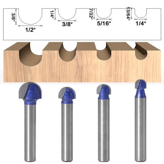 1 4″shank Professional Level Ball Nose Router Bits Set End Mill Round Cove Box Solid Carbide Cnc