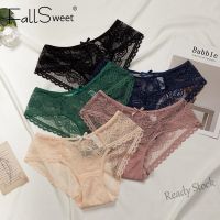 【Ready Stock】 ₪ C15 FallSweet Lace Panties Women Mid Waist Sexy Lingerie Transparente Briefs Ultra Thin Soft Underwear M to XXL