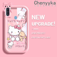 Chenyyka เคส M01s A10s M11 A11ลายการ์ตูนน่ารักลายแมว Hello Kitten ใหม่อัพเกรดซิลิโคนสีซอฟท์กันกระแทกแบบใสเคสมือถือเคสป้องกันโปร่งใสลายกล้องถ่ายรูปที่สร้างสรรค์