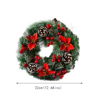 Pomegranate Wreath Artificial Green Eucalyptus Leaves Simulation White Leaf Pomegranate Home Decoration Door Decor Round Garland