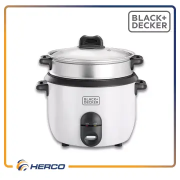Black & Decker 3-Cup Rice Cooker, White &Black