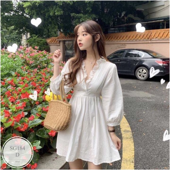 ml184-dress-เดรสคอวีแขนศอก-อกไขว้ระบาย-แต่งเป็นจีบ-เนื้อผ้าไหมอิตาลี่-พริ้วๆใส่สบายเลยค่ะ-สายผูกเอวเก็บทรงชุดค่ะ