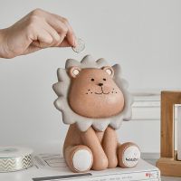 Nordic Lion Money Box Cartoon Cute Creative Coin Bank Children Child Piggy Nursery Adorable Gift Saving Box Animal Home Figurine