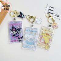 SFHDHETRR น่ารักน่ารักๆ การตกแต่งตกแต่ง การออกแบบการ์ตูน คุโรมิ เคสบัตรโปร่งแสง ของขวัญสำหรับเด็ก ห่วงโซ่กุญแจ เมโลดี้ ซองใส่บัตรรถเมล์ กระเป๋าใส่บัตรสำหรับผู้หญิง ฝาครอบบัตรสไลด์ จี้สไตล์เกาหลี ผ้าคลุมบัตรรูปไอดอล