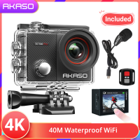 AKASO EK7000 Pro 4 พันการกระทำกล้องที่มีหน้าจอสัมผัส EIS ปรับมุมมอง 40 เมตรกันน้ำกล้องการควบคุมระยะไกลกีฬากล้องที่มีหมวกกัน