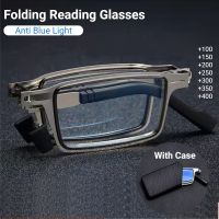 Portable Folding Reading Glasses Men Metal Round Square Anti Blue Light Eyewear Presbyopia Eyeglasses Frame Diopter 1.0 to 4.0