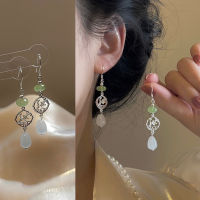 New Jade Earrings 2023 New Long Style Gentle and High Grade Earrings Water Drops Pendant Antique Earrings AKF2